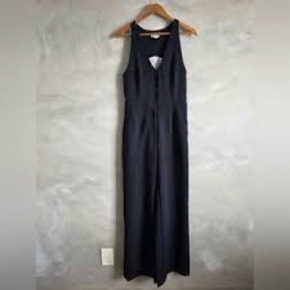Anthropologie Pants - Maeve by Anthropologie Navy Wide Leg Jumpsuit Size 10 Sleeveless Button Front